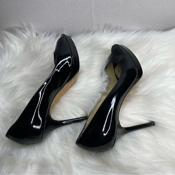 Jimmy Choo Patent Leather Peep Toe Heels Black 40 - Picture 4 of 12
